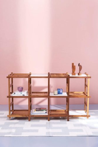 Teak wood ladder bookshelf