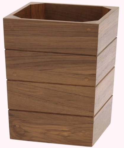 Teak wood wastebasket