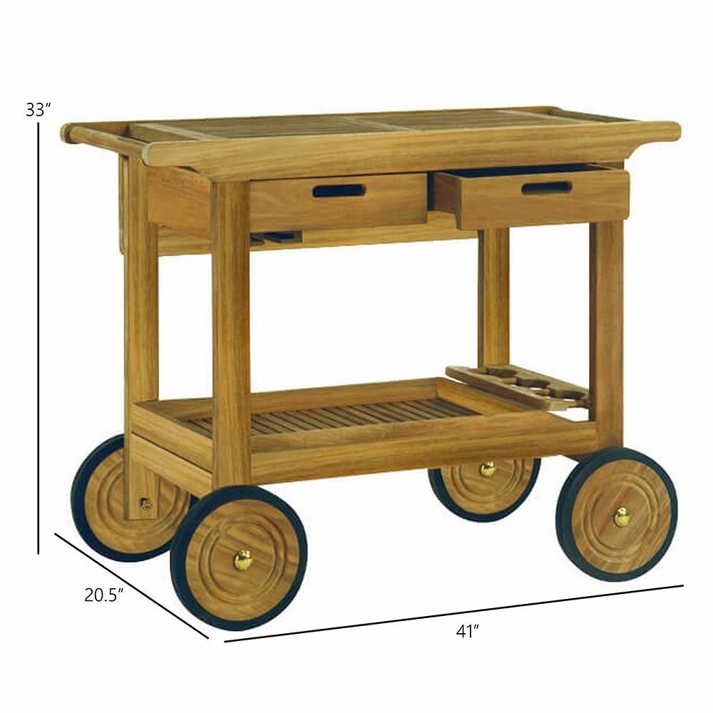 Outdoor serving cart teak wood