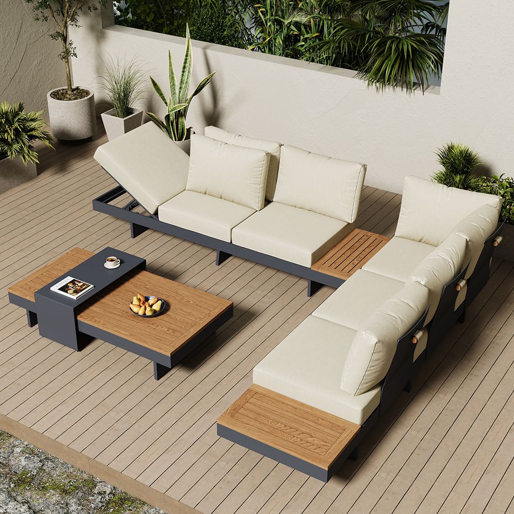 Outdoor sectional sofa teak wood