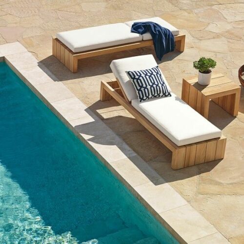 Teak outdoor chaise lounge