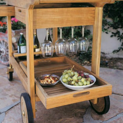 Teak wood serving cart