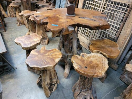 Teak root bar stools