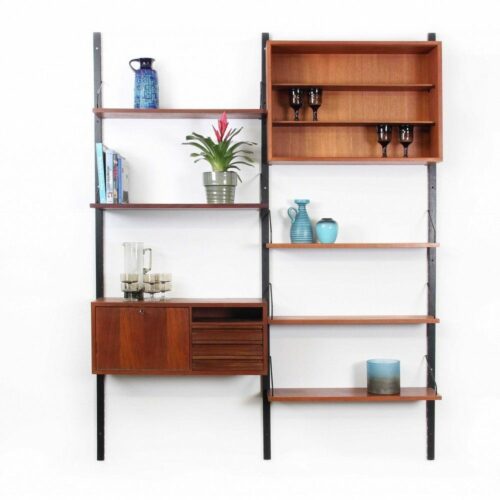 Teak wood wall shelf