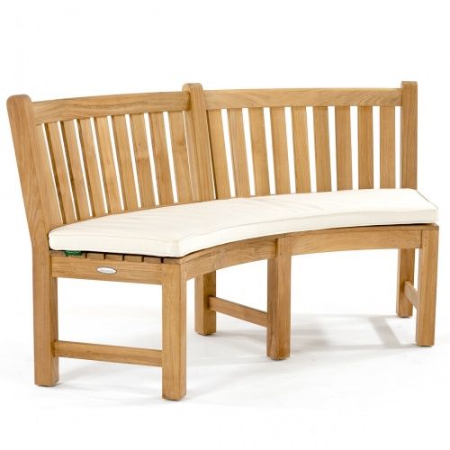 Curved outdoor bench teak wood