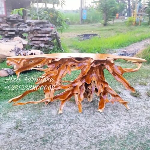 Teak root console table