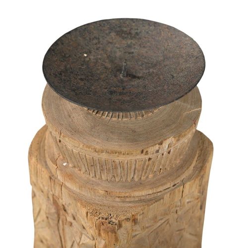 Teak wood candle holder