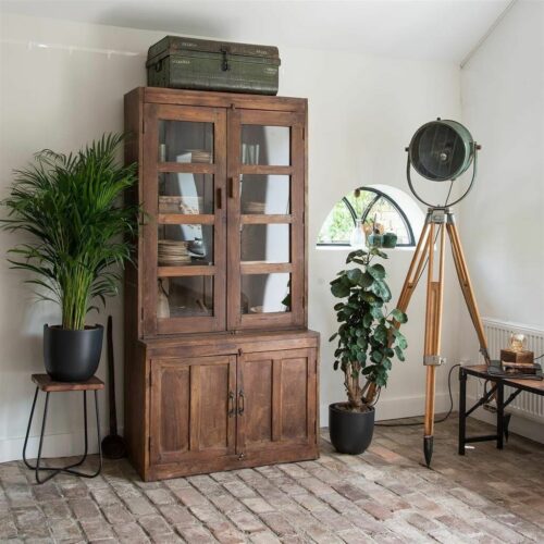 Teak wood display cabinet