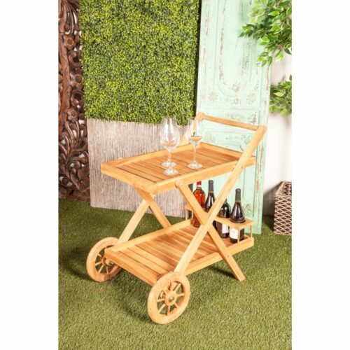 Teak wood serving cart