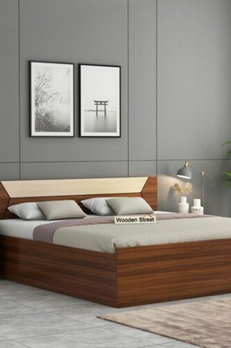 Teak bed with storage