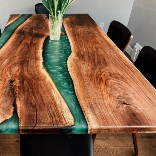 Reclaimed boat wood dining table