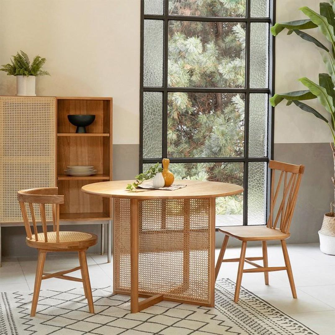 Indonesian wood dining table and chairs
