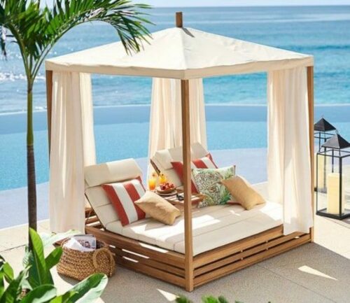 Outdoor daybed with canopy teak wood