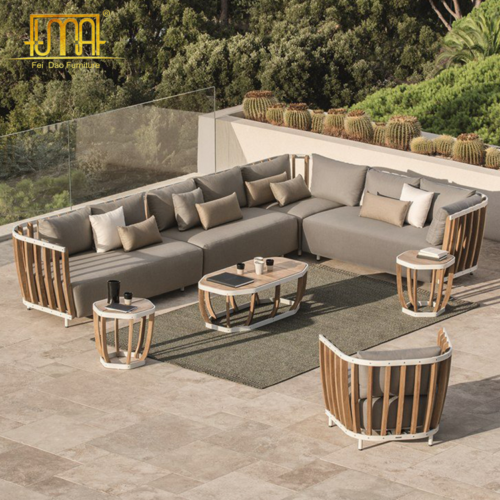 Outdoor sectional set teak wood