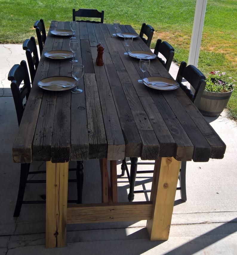 reclaimed wood outdoor dining table