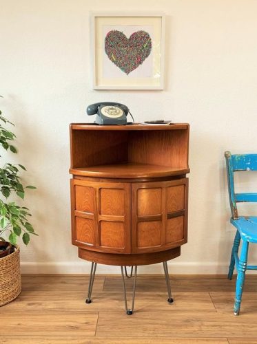 Teak wood corner cabinet