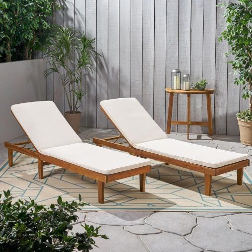 Teak outdoor chaise lounge