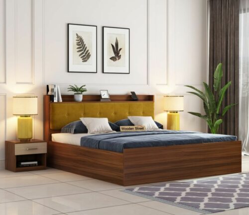 Teak bed with storage