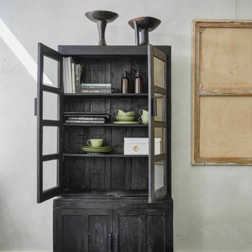 Teak wood display cabinet