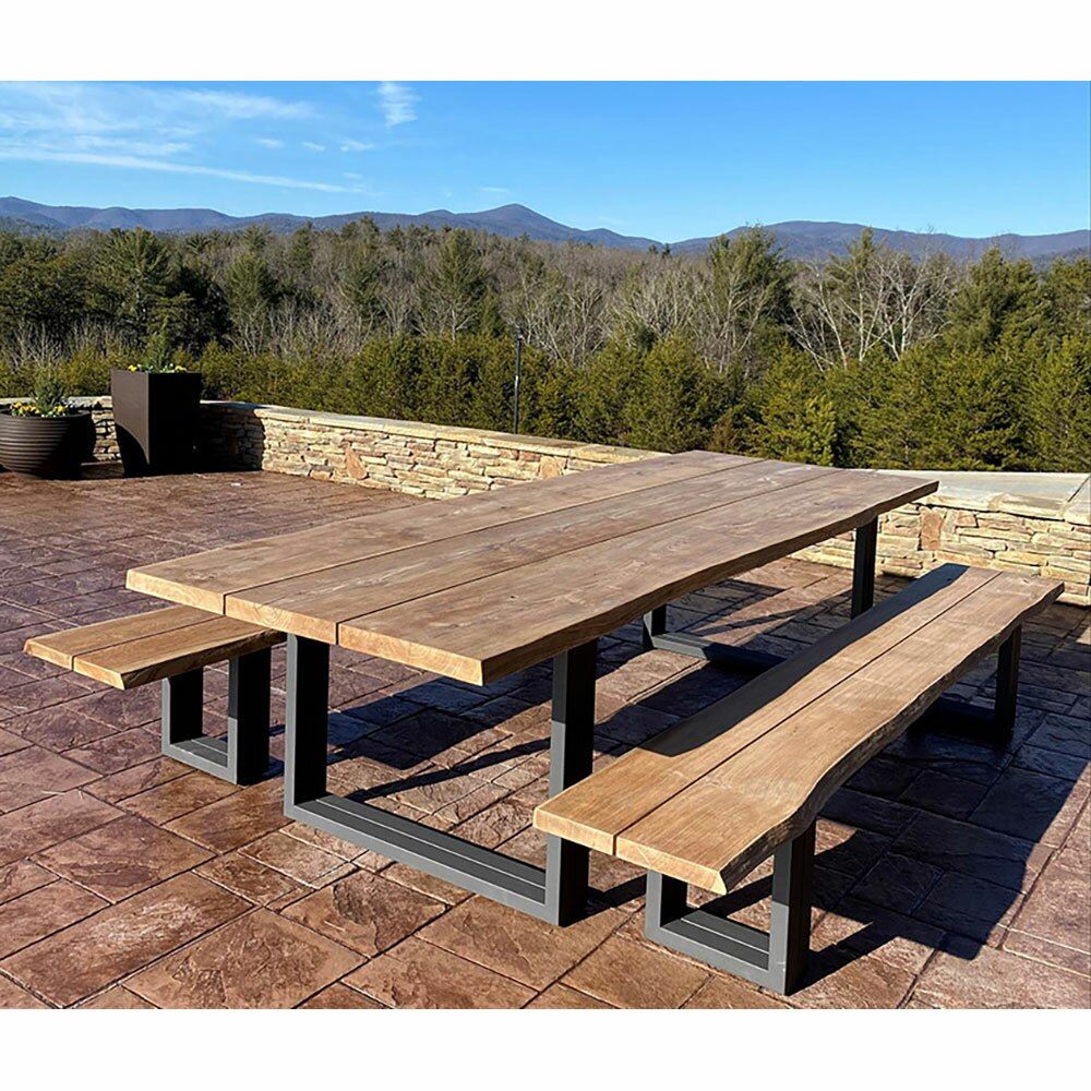 Outdoor dining table and bench teak wood