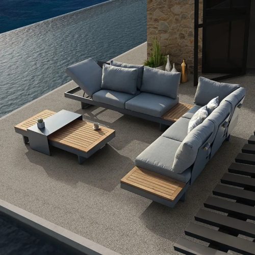 Outdoor sectional teak wood