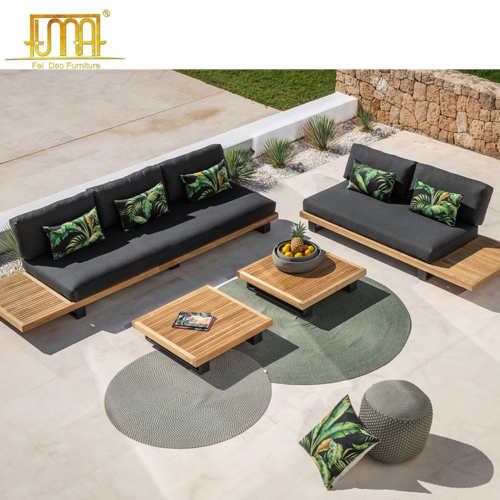 Teak outdoor sectional sofa