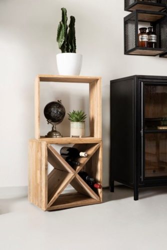 Teak wood wine rack