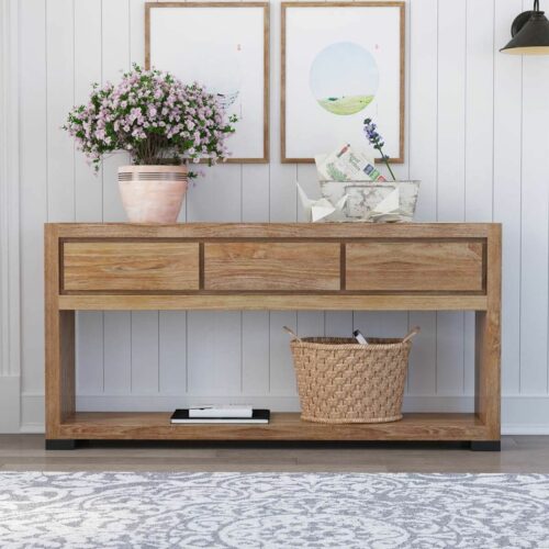 Teak wood console table