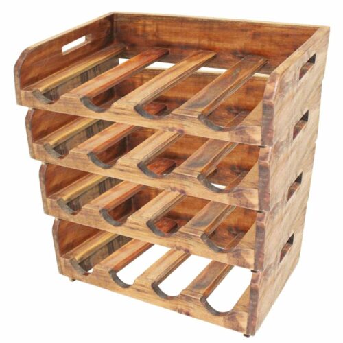 Teak wood wine rack