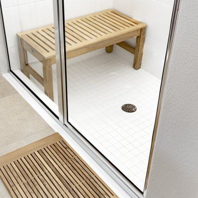 Shower bench wood teak