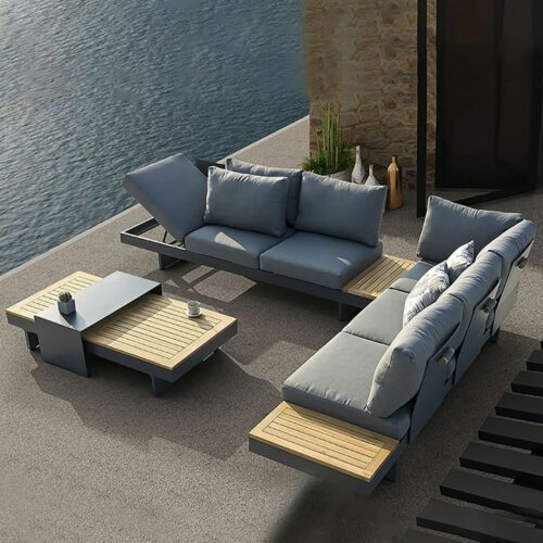 Outdoor sectional set teak wood