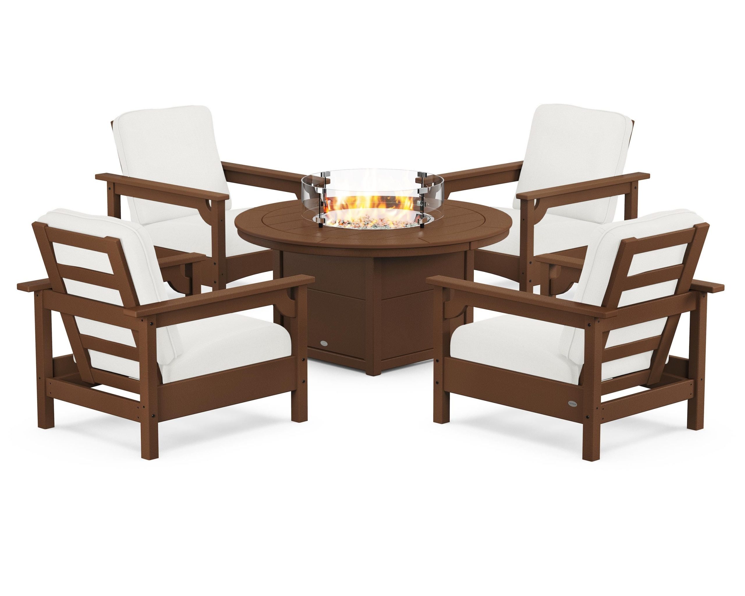 Outdoor fire pit table teak wood
