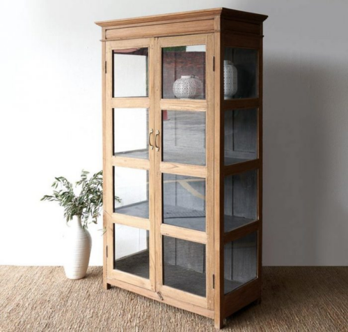 Teak wood display cabinet