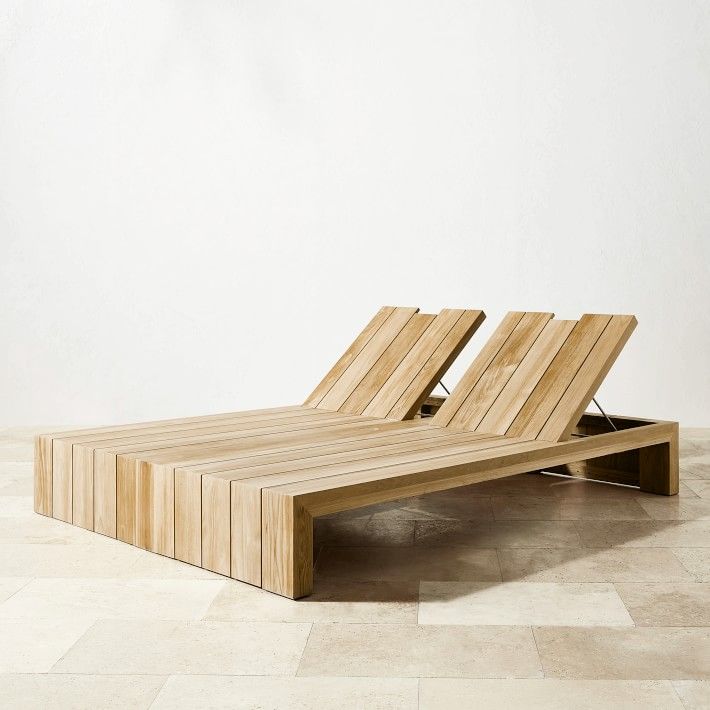 Double chaise lounge teak wood