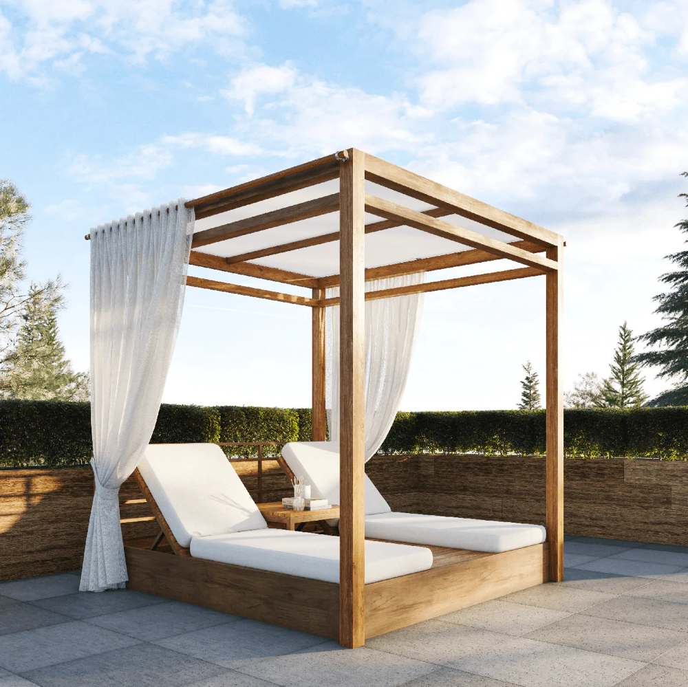 Outdoor daybed with canopy teak wood