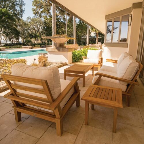 Teak patio coffee table