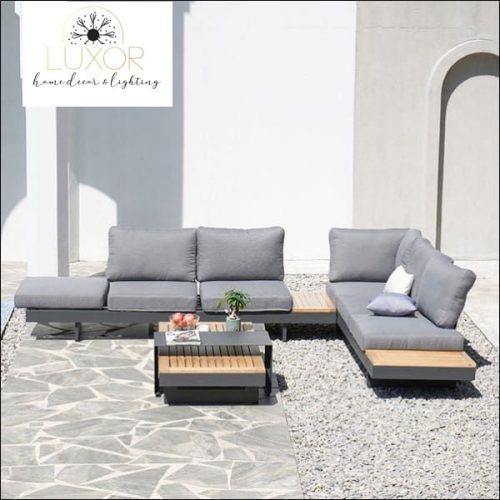 Outdoor sectional set teak wood