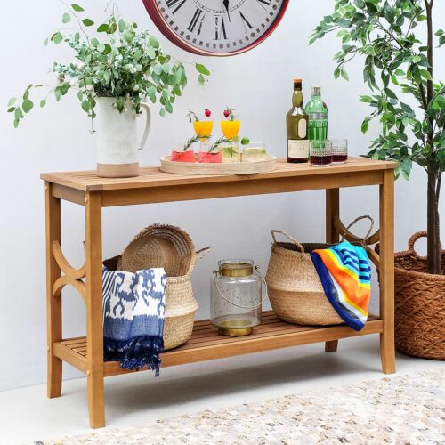 Teak wood console table