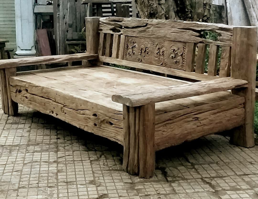 Teak wood storage bench