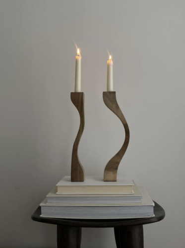 Teak wood candle holder