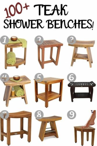 Teak wood shower bench