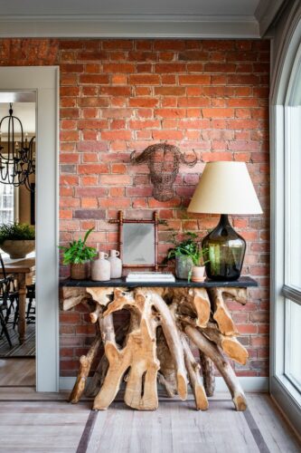 Teak root console table