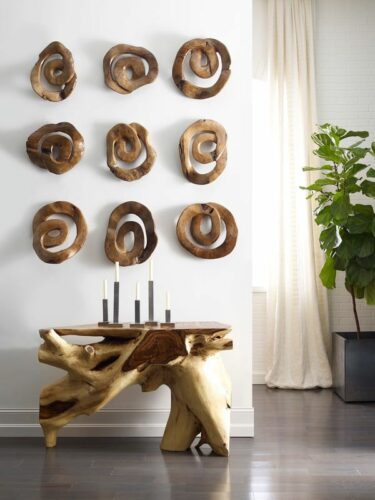 Teak wood wall art