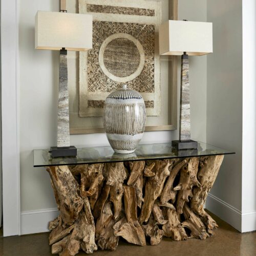 Teak wood console table