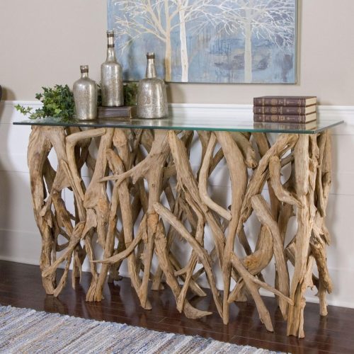 Teak wood console table