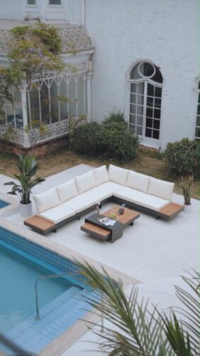 Outdoor sectional sofa teak wood