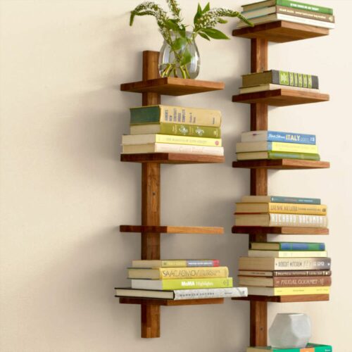 Teak wood wall shelf