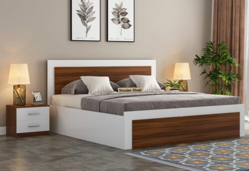 Teak bed with storage