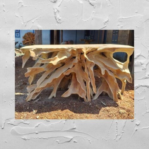 Teak root console table