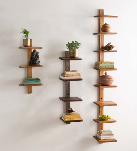 Teak wall shelf